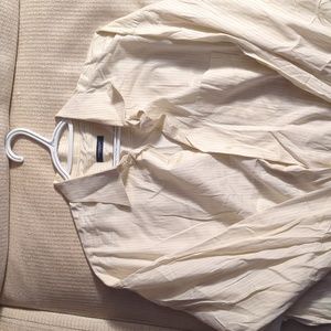 Burberry button up shirt 17.5 neck 34 length white with stripes